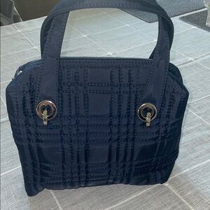 Chic Navy Microfiber Satchel Bag